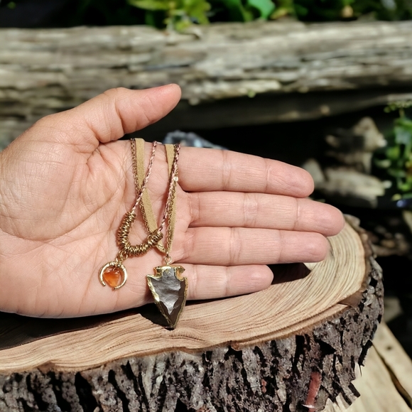🆕️ Indian 🫶 Carnelian Brown Agate Artisanal Layered Necklace - Picture 8 of 8